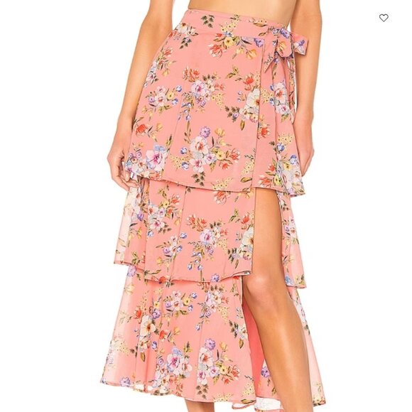 NWOT House of Harlow X REVOLVE Sabine Wrap Skirt in white flora size small - Picture 1 of 7